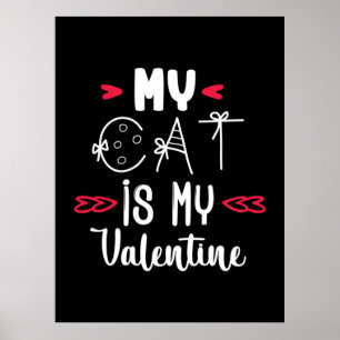 Een paar kunst mijn kat is mijn Valentijn Poster
