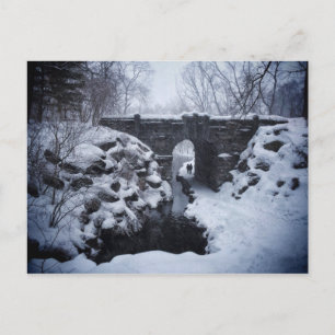 Een paar loopt onder een Snowy Glen Span Arch Briefkaart