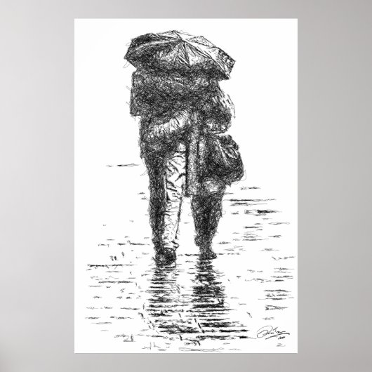 Een paar lopen in de regen poster (Voorkant)