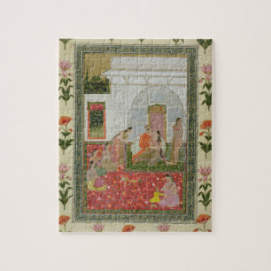 Een paar met vrouwen begeleiders en muzikanten legpuzzel