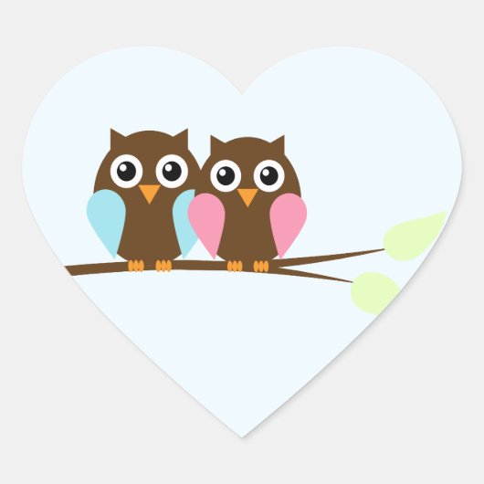 Een paar op een tak hart sticker (Voorkant)