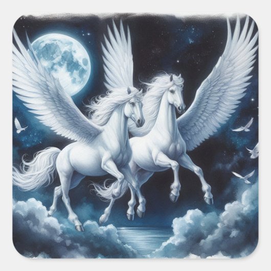 Een paar Pegasus in de Night Sky Sticker (Voorkant)