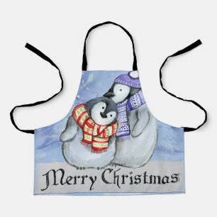 Een paar pinguïns knuffelen schort