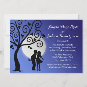 Een paar Silhouette Engagement Party Kaart