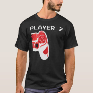 Een paar Valentijn Gamer Player 2 Game Control T-shirt