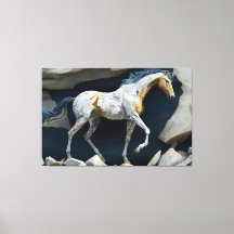 Een paard dat op de Druk van het Canvas van Rocks 