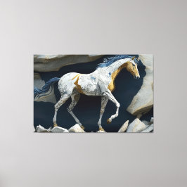 Een paard dat op de Druk van het Canvas van Rocks 