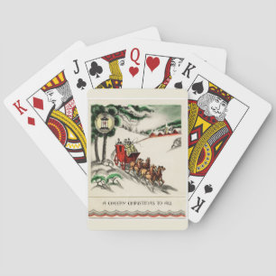 Een paard en Carriage Cheery Kerstmis Pokerkaarten