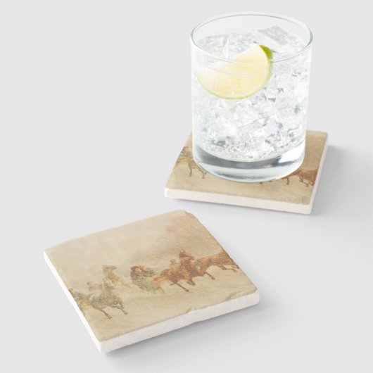 Eén paard Open Slaap Kerstmis Stenen Onderzetter (Zijkant)