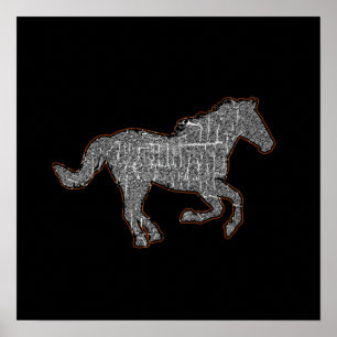 een paard zwart poster
