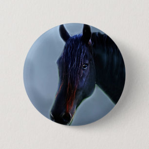 Een paarden nieuwsgierigheid ronde button 5,7 cm