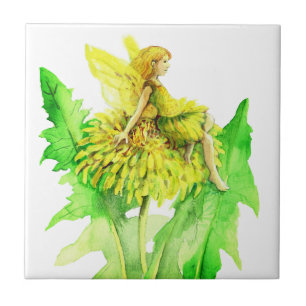 Een paardenbloem Fairy waterverf schilderij Tegeltje
