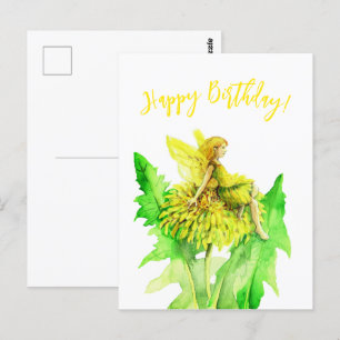 Een paardenbloem Fee waterverfschilderij Briefkaart