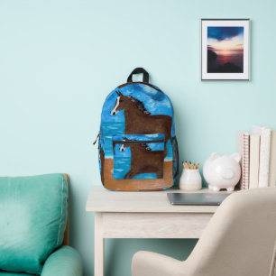 Een paardenrugzak bedrukte rugzak