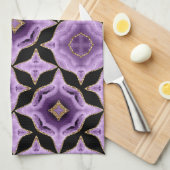Een paars amethyst goud en zwart abstract theedoek (Quarter Fold)