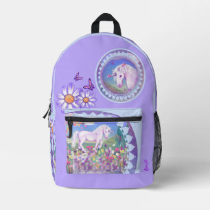 Een paars paradijs bedrukte rugzak