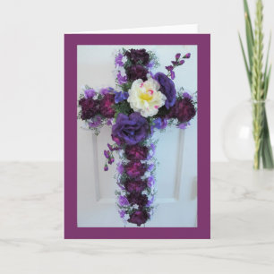 Een Paarse bloemenkruis Kaart