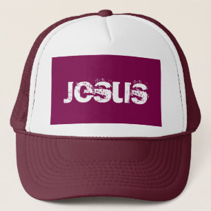 Een Paarse Jesus Trucker Hat Trucker Pet