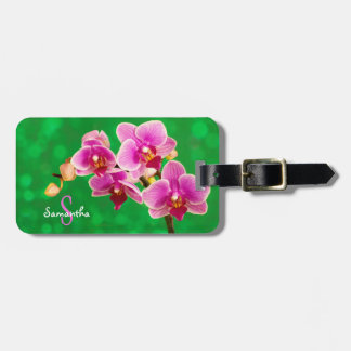 Een paarse orchidee bagagelabel