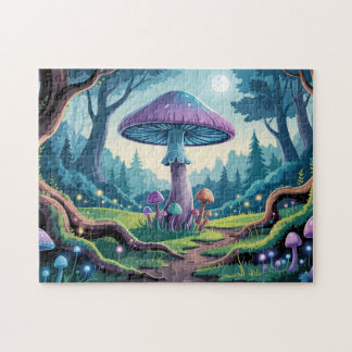 Een paarse paddenstoel legpuzzel