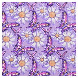 Een paarse paradijselijke daisy / vlinder stof