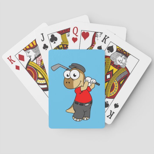 Een Pachycephalosaurus die golf speelt. Pokerkaarten (Achterkant)