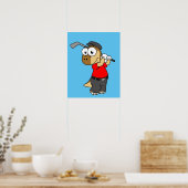 Een Pachycephalosaurus die golf speelt. Poster (Keuken)