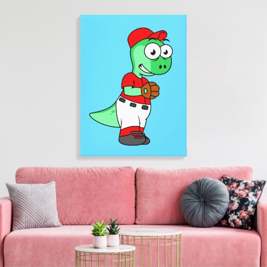 Een Pachycephalosaurus honkbalwerper. Canvas Afdruk (Insitu (Woonkamer))