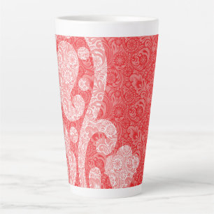 Een  paisley-ontwerp met rijk rood en bl latte mok