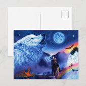 Een pak wolven op een donkere nacht briefkaart (Voorkant / Achterkant)