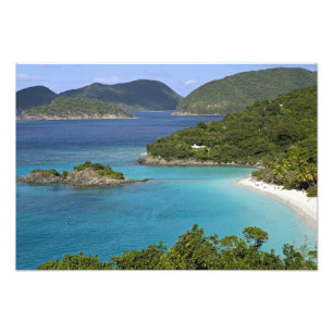 Een panorama van Caneel Bay vanaf een weg bij St. Foto Afdruk