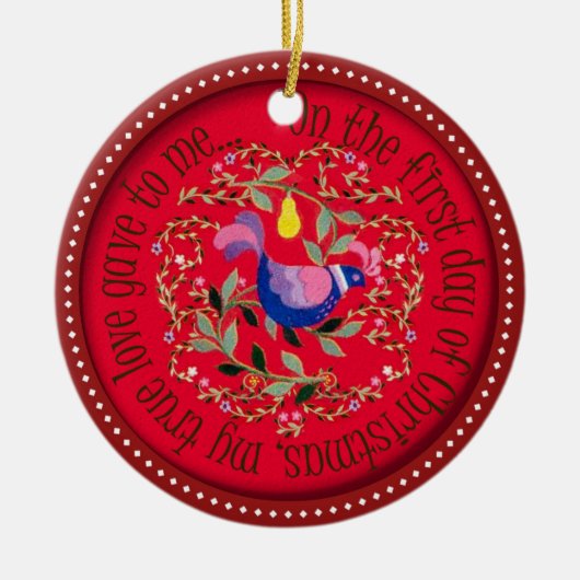 Een pap in een perenboom keramisch ornament (Voorkant)