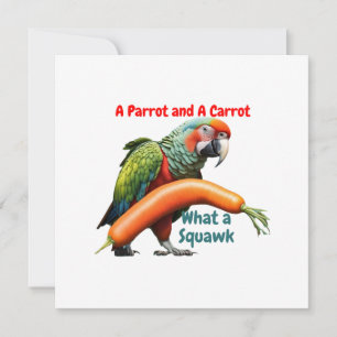 Een papegaai en een wortel feestdagenkaart