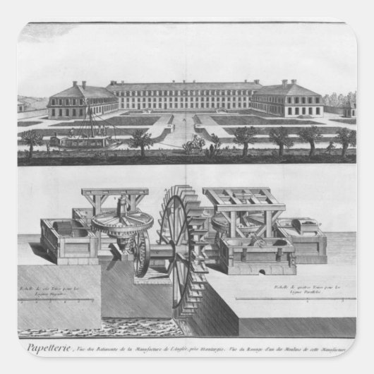 Een papierfabriek vierkante sticker (Voorkant)