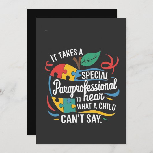 Een paraprofessional hoort wat een kind is bedankkaart (Voorkant / Achterkant)
