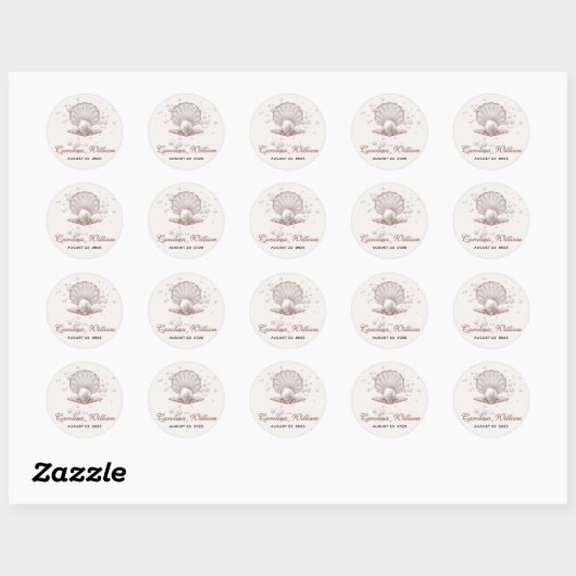 Een pareltje onder het zeeen baby shower ronde sticker (Vel)
