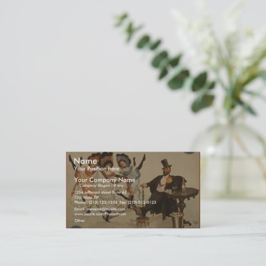 Een parlor Match, 'Genoeg gerucht', Retro Theater Visitekaartje (Staand voorkant)