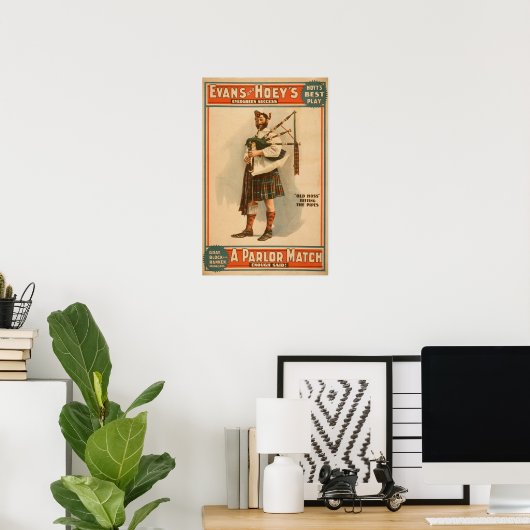 Een parlor Match "Old Hoss" Scottish Bagpiper Poster (Thuiskantoor)