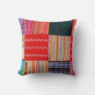 een patchwerkquilt in multicolor aziatische stijl kussen
