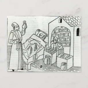 Een patiënt met een arts of apotheker briefkaart