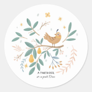 Een patrijs in een perenboom 12 dagen kerstmis ronde sticker