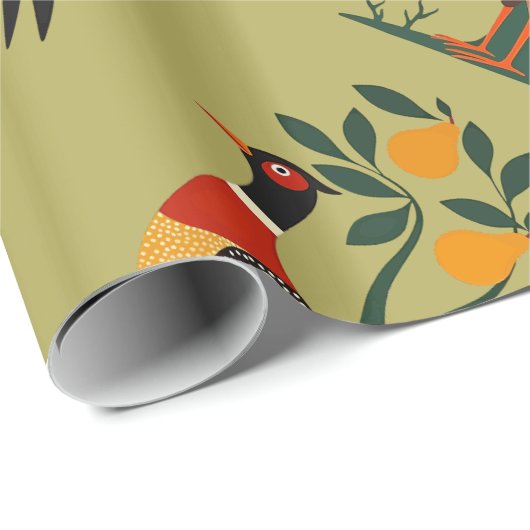 Een patrijs in een perenboom uitgesneden stencil r cadeaupapier (Rol Hoek)