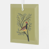 Een patrijs in een perenboom uitgesneden stencil r glas ornament (Voorkant links)