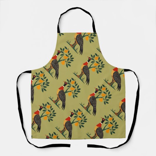 Een patrijs in een perenboom uitgesneden stencil r schort (Voorkant)