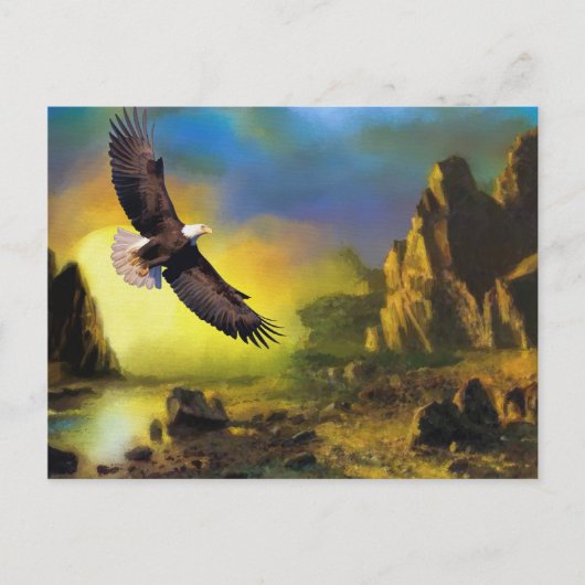 Een patriottisch design met Bald Eagle Flying High Briefkaart (Voorkant)