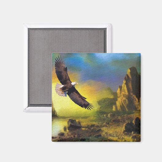 Een patriottisch design met Bald Eagle Flying High Magneet (Voorkant / Achterkant)