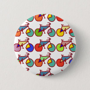 een patroon van kleurrijke fietsen ronde button 5,7 cm