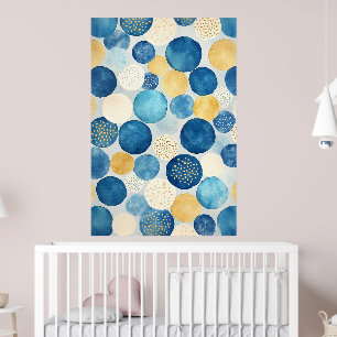 Een patroon van overlappende cirkels in tinten bla poster