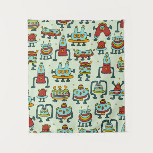 Een patroon van robots - aliens. wandkleed