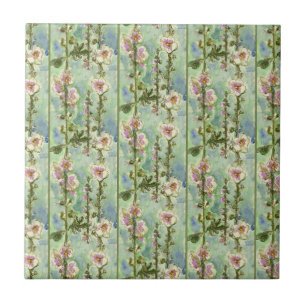 Een patroon van Waterverf Mallow Flowers Tegeltje